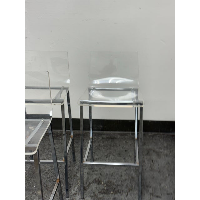 2010s Cb2 Vapor Clear Acrylic Bar Stools, Set of Four For Sale - Image 5 of 12