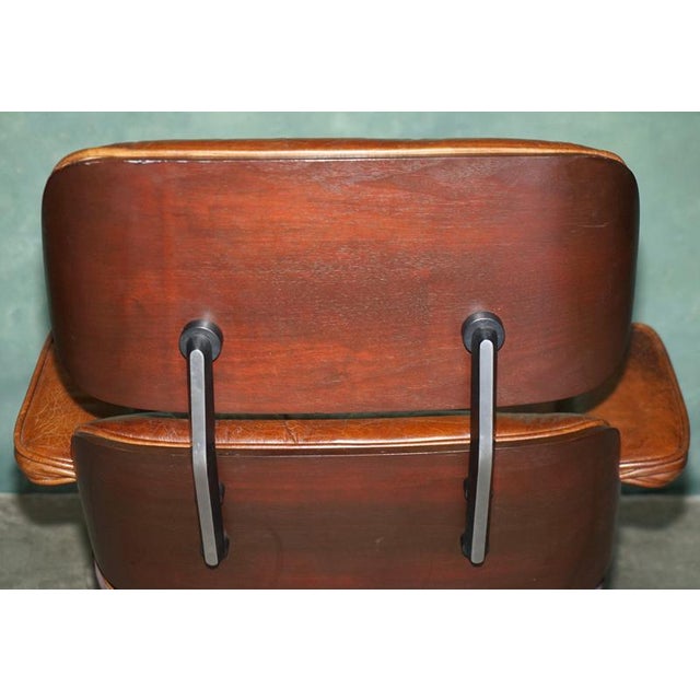 Set of Brown Leather Lounge Armchair and Ottoman with Bentwood Frame from Artsome For Sale - Image 18 of 18