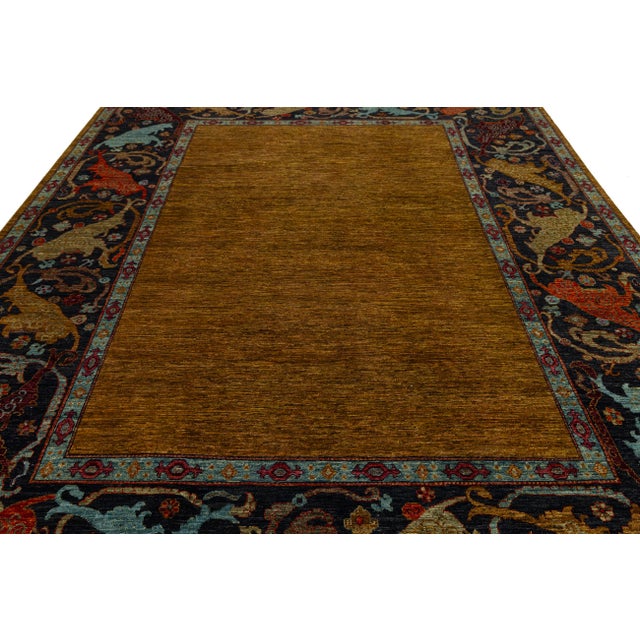 This Modern Bidjar Style Rug seamlessly combines traditional Persian motifs with a contemporary aesthetic. Crafted from...