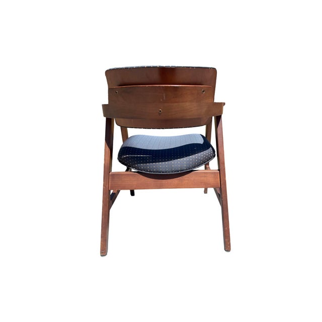 Vintage Mid Century Modern Gunlocke Dining Chairs 9 Available Walnut Floating Back Office For Sale - Image 10 of 12