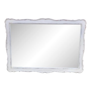 Large Vintage Mid Century Dixie Furniture White Hanging Wall Ir Dresser Mirror For Sale