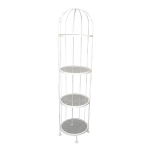 Salterini Style Four Tier Cast Iron Half Round Etagere White Mid-Century Modern