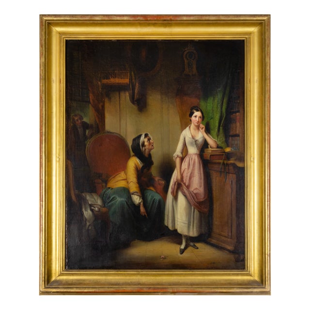 Paul-Émile Destouches, The Scolded Girl, 19th Century, Oil on Canvas, Framed For Sale