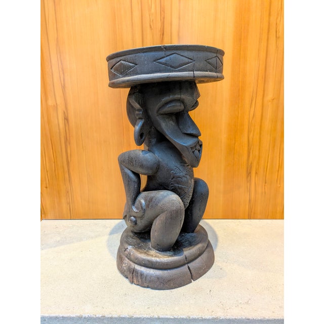 Tribal 1940s-1950s Borneo Ancestral Figure Wood Stool | Dayak Tribe For Sale - Image 3 of 9
