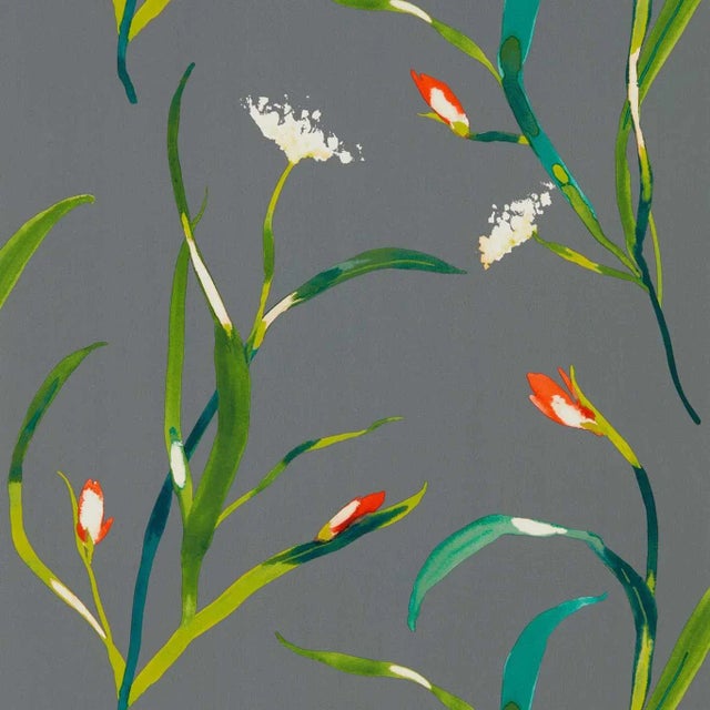 Harlequin Saona Wallpaper in Kiwi/Charcoal For Sale