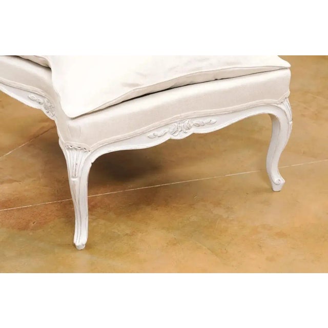 Swedish 1890s Rococo Revival Painted Wood Stool with Carved Floral Motifs For Sale In Atlanta - Image 6 of 12