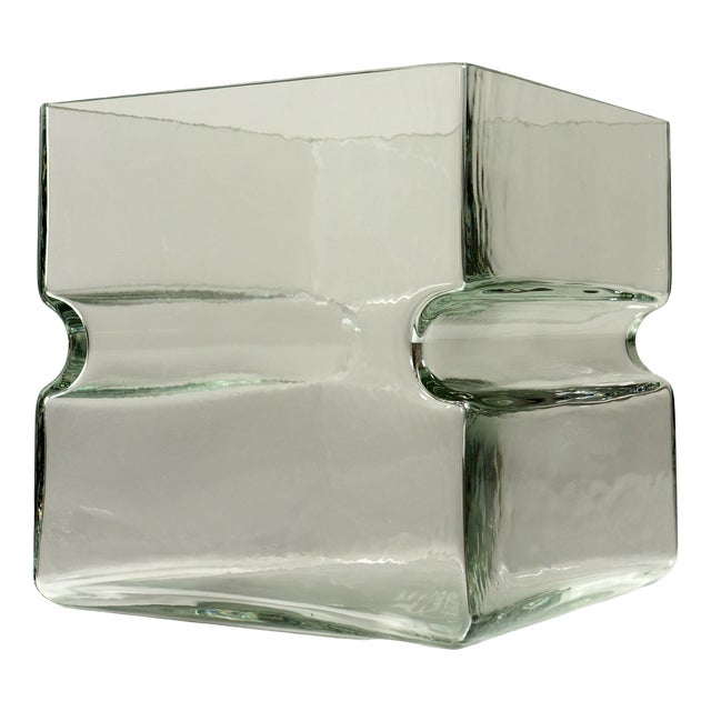 Space Age Italian Barbini Murano Glass Cube Vase, 1960s For Sale