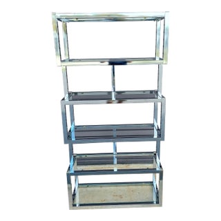 1970s Mid Century Modern Milo Baughman Style Cubic Chrome Etagere For Sale