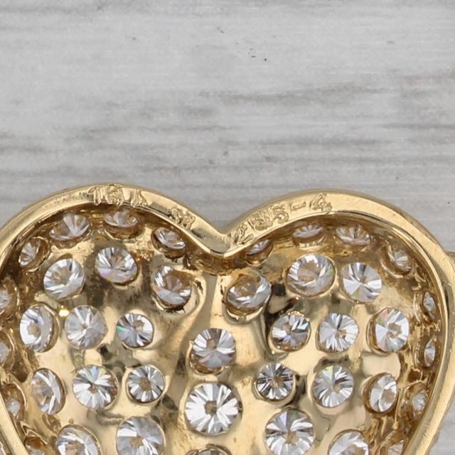 2010s 2.70ctw Diamond Heart Pendant Necklace 18k Yellow Gold 15.5" Rope Chain For Sale - Image 5 of 7