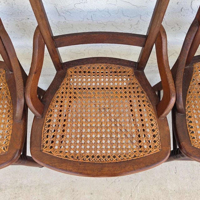 Antique Walnut Victorian Spindle Back Cane Seat Dining Chairs Set of 6 For Sale - Image 13 of 18