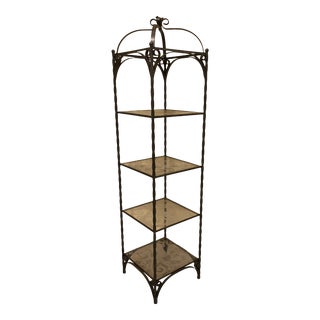 Vintage Wrought Iron Standing Shelf For Sale