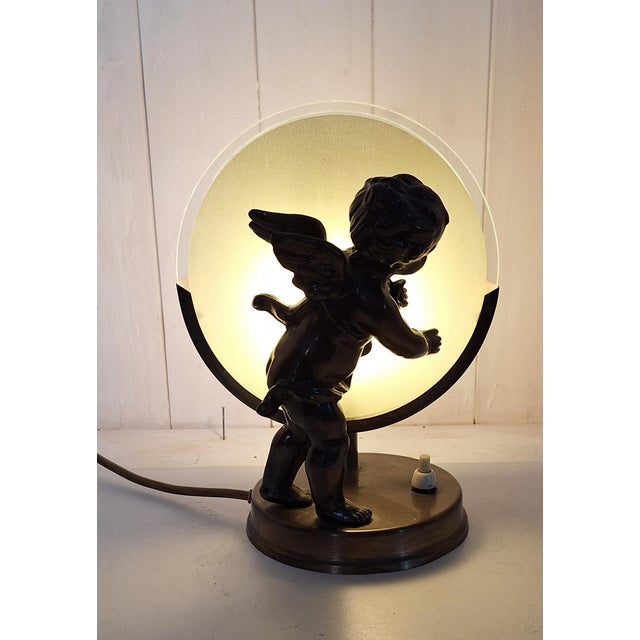 Antique Angel Slhouette Table Lamp with Brass Base, 1920 For Sale - Image 10 of 10