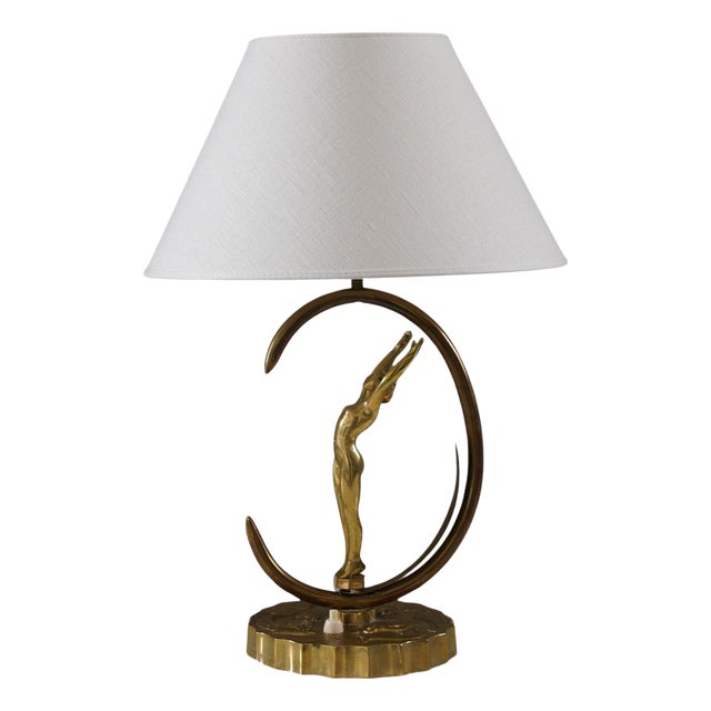 Swedish Art Deco Table Lamp in Brass, 1940s For Sale