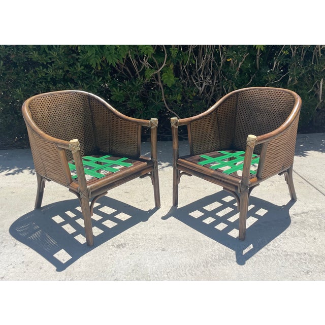 Authentic McGuire Vintage Rattan Barrel Back Lounge Chair Pair For Sale - Image 10 of 15