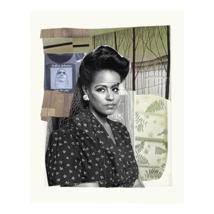 Art Print “Clarivel With Black Blouse With White Ribbon” by Mickalene Thomas 2016