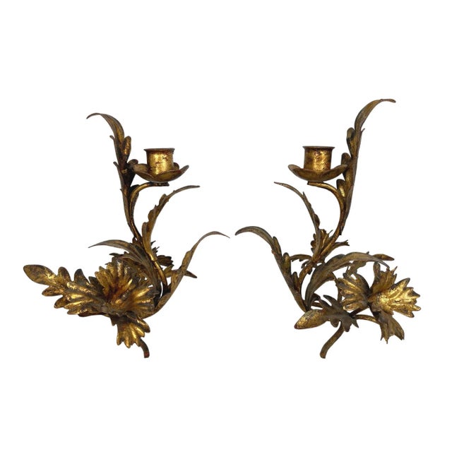 1950s Italian Tole Candleholders - a Pair For Sale In Los Angeles - Image 6 of 6