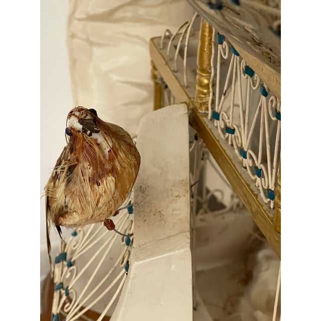 Wood Gorgeous French Antique Domed Wire Bird Cage Display For Sale - Image 7 of 7