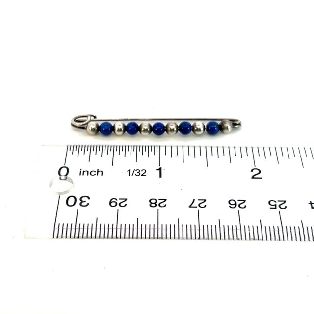 1990s 1990s Tiffany & Co Estate Lapis Bobby Pin Brooch Sterling Silver For Sale - Image 5 of 5
