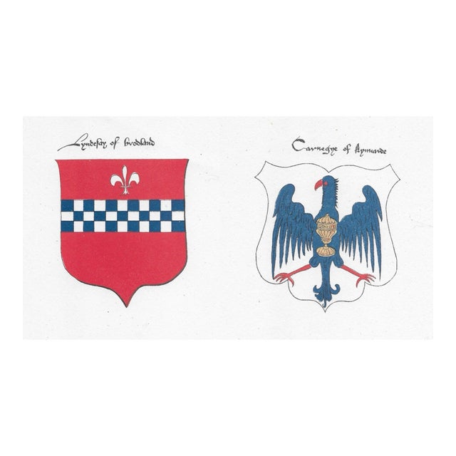 Pair of Antique Coat of Arms Heraldry Engravings For Sale