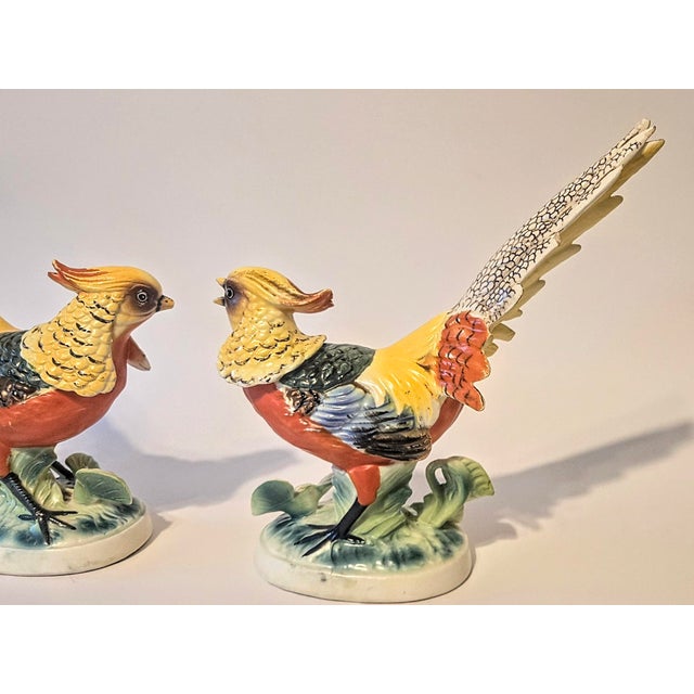 Vintage Folk Art Pheasant Figurines- A Pair For Sale - Image 13 of 18