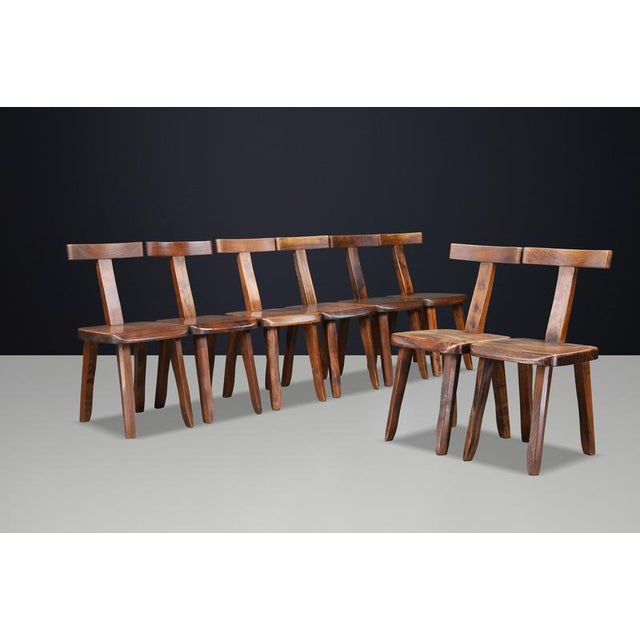 Brutalist Mountain T Dining Chairs from Aranjou, France, 1970s, Set of 8 For Sale - Image 3 of 13
