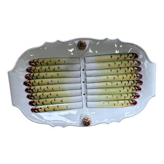 Antique Porcelain Asparagus Dish from Pates & Cie, Limoges, France 1960s-1970s For Sale