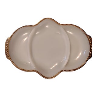 1950s Anchor Hocking -Fire King Milk Glass Divided Platter For Sale