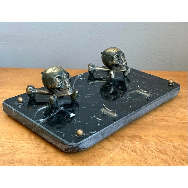 Vintage Brass Skull and Crossbones Inkwell For Sale - Image 12 of 12