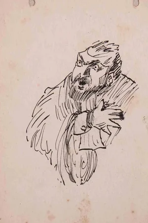 Michel George Michel, Portrait, Original Ink Drawing, Early 20th Century