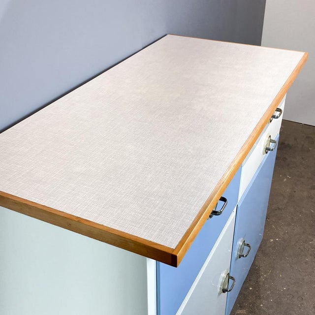 Kitchen Cabinets with Blue-Grey Mottled Formica Top, 1960s, Set of 2 For Sale - Image 11 of 17