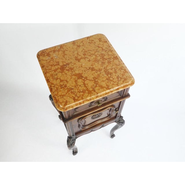 Antique French Louis XV Wooden Side Table with Marble For Sale - Image 5 of 11