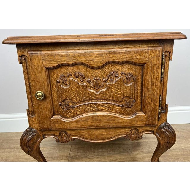 Vintage French Louis Style Oak Bedside Tables, Set of 2 For Sale - Image 6 of 11