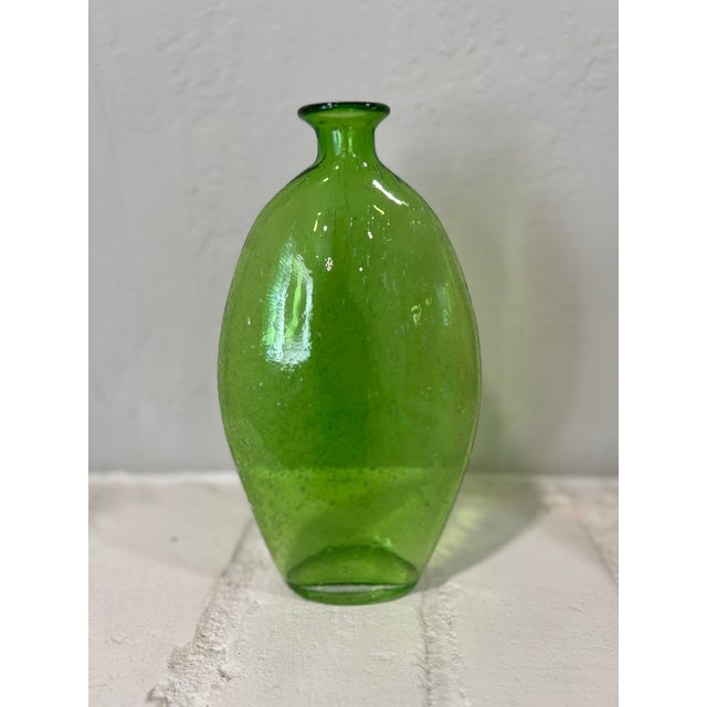 Set of 3 Hand-Blown Controlled Bubble Glass Vases Amber Amethyst Green For Sale - Image 4 of 12