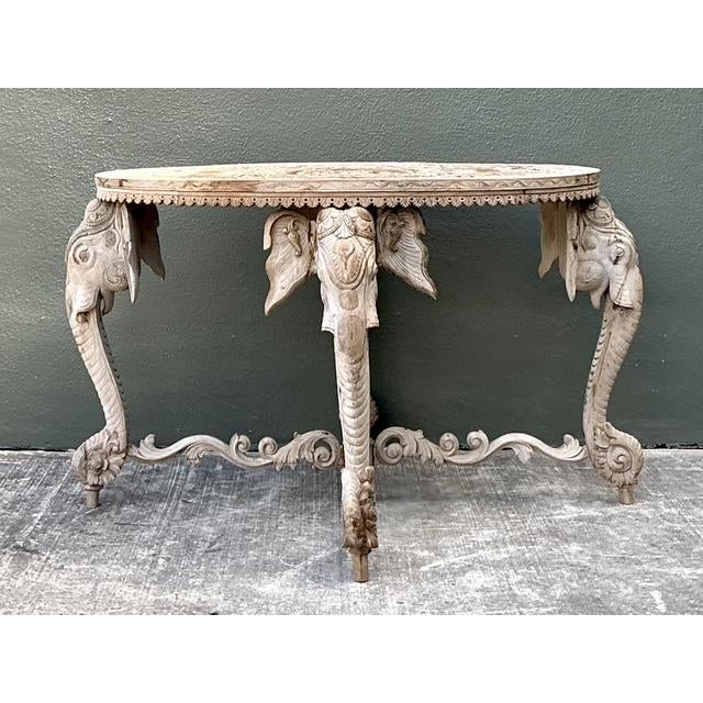 Vintage Hand Carved Elephant Side Table For Sale - Image 11 of 13
