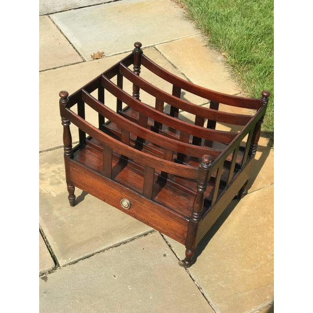 Hepplewhite period mahogany canterbury with drawer. Original surface and hardware. This piece has been loved an cared for...