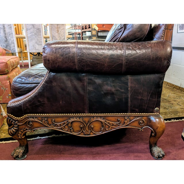 Late 20th Century Whittmore Sherrill Mahogany & Leather Sofa For Sale In Houston - Image 6 of 12
