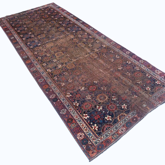 Traditional Antique Worn Veramin Runner | Allover Floral Design | 5x10 For Sale - Image 3 of 5