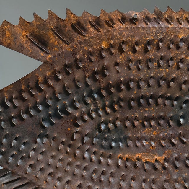 Large Vintage Outsider Art Cut Metal Fish Sculpture For Sale - Image 9 of 10