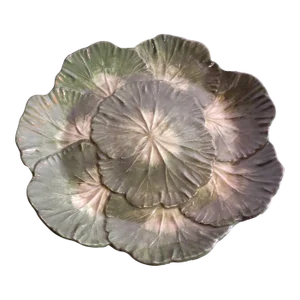 Vintage Ceramiche Bassano Italy Porcelain Green Cabbage Plate