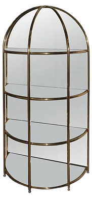 Mirrored Glass & Solid Brass Shelving Unit, 1970s