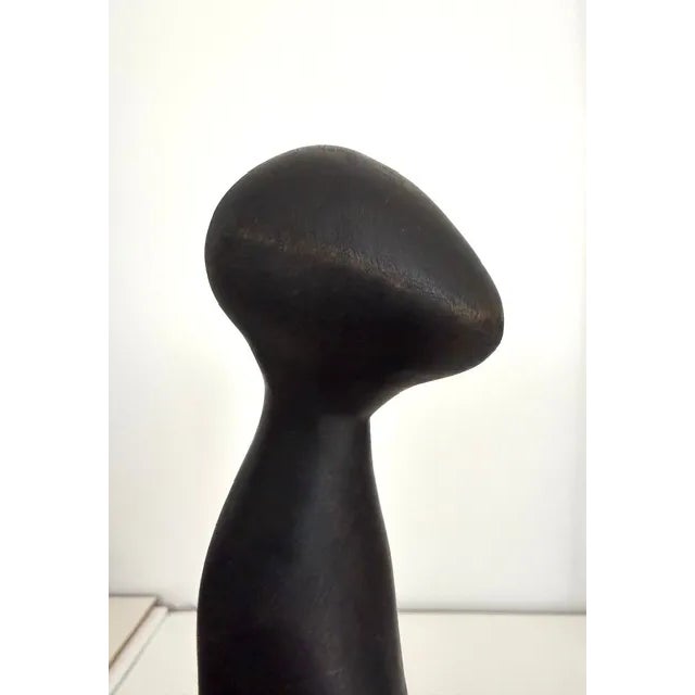 Vintage Fertility Goddess Ebony Wood Hand Carved Modernist Style Sculpture 10" For Sale - Image 9 of 9