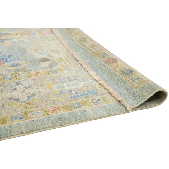 6 X 11 Apadana's Contemporary Sultanabad Blue Wool Rug For Sale - Image 4 of 10