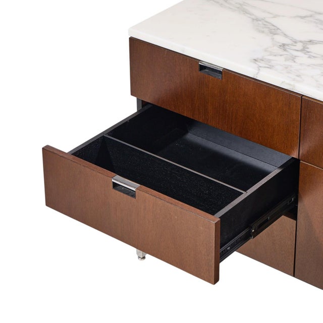 Florence Knoll Mid Century Marble and Chrome Executive Cabinet Credenza For Sale In Chicago - Image 6 of 10