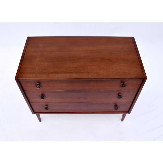 Mid-Century Modern Mid Century Walnut Three Drawer Bachelors Chest by Jack Cartwright For Sale - Image 3 of 11