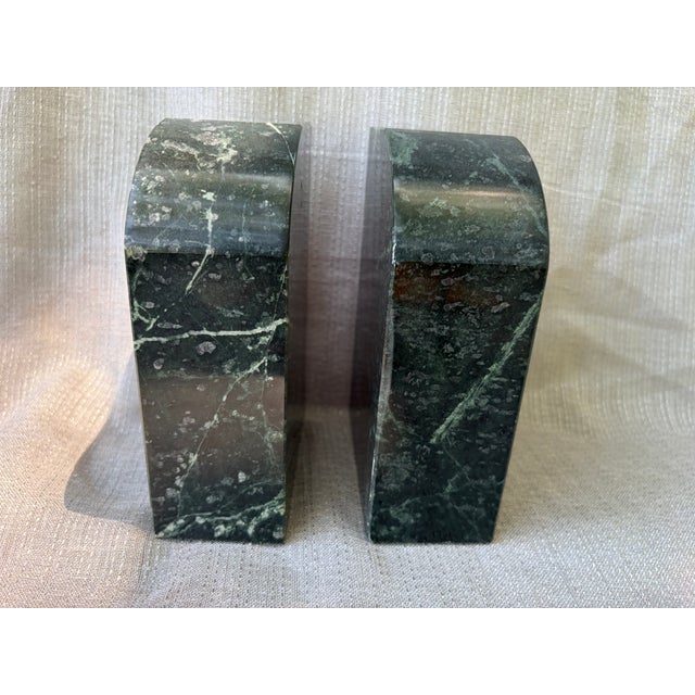 Stone Vintage Medical Caduceus Green Italian Marble Heavy Bookends a Pair For Sale - Image 7 of 16