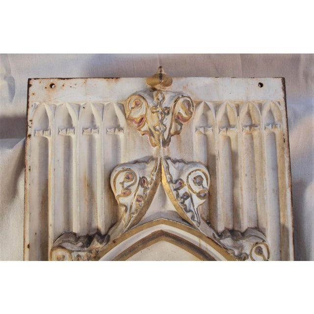 Metal 1910s Large Cast Iron Shrine Standing Angel Indoor/Outdoor For Sale - Image 7 of 9