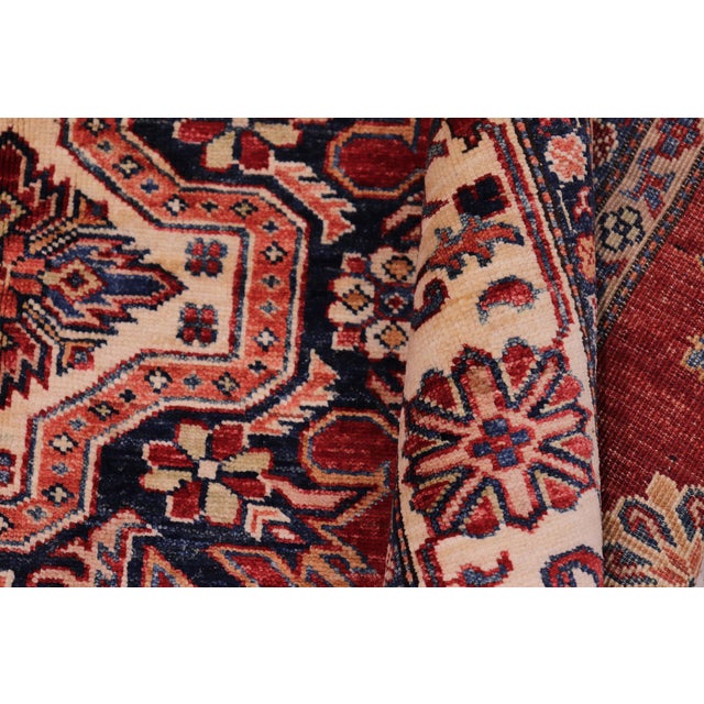 Textile Southwestern Super Kazak Red/Beige Wool Rug - 5'9'' X 7'9'' For Sale - Image 7 of 10