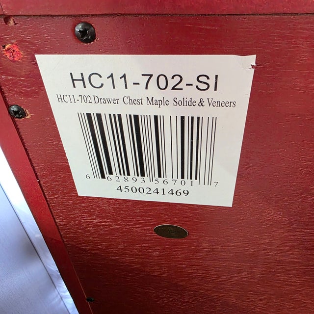 Wood Century Furniture Red & Gold Hand-Painted Serpentine Drawer Chest, Hc11-702 For Sale - Image 7 of 7