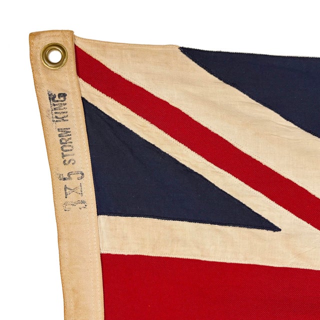 This vintage Canadian Red Ensign flag is made from a cotton cloth with sewn Union Jack. Printed crest is sewn around it's...