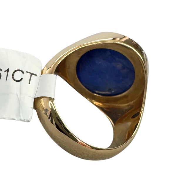 Metal 17.61 CTW Mid-Century No Heat Burmese Sapphire 18k Yellow Gold Ring, Size 7 For Sale - Image 7 of 11